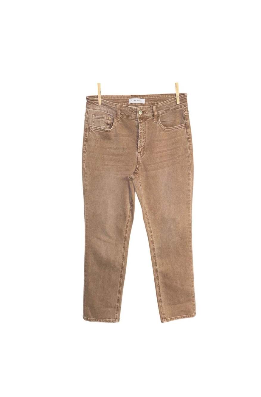 Flying Monkey Women's Brown Ankle Straight Leg Jeans Style f5380cm